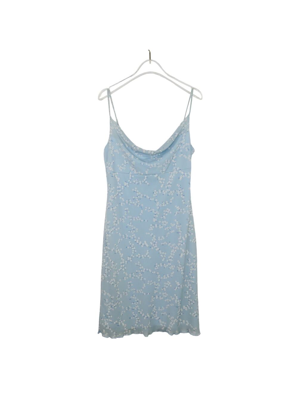 Y2k 2000s Vintage Weather Vane Light Blue Floral Spaghetti Strap Dress Small
